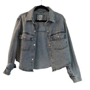 Stoosh Vintage Denim Shirt Jacket Shacket Size Small Acid Wash